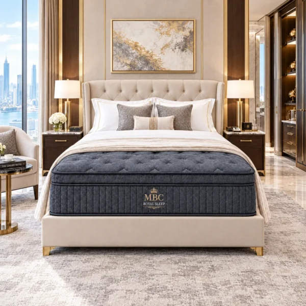 Matelas Classe Premium PH10 MBC Royal Sleep, format KING 180 x 200 cm, dans une chambre d'hôtel haut de gamme